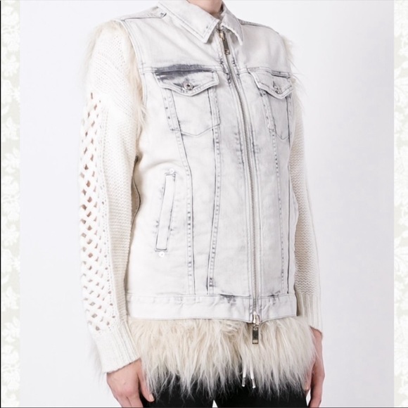 Diesel Denim Furry Sleeveless Reversible Jacket - Picture 2 of 8